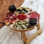 Wooden Outdoor Folding Picnic Table-With Glass Holder
