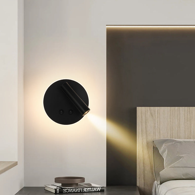 Modern Minimalistic Rectangular Round Iron Aluminum LED Wall Lamp For Bedroom