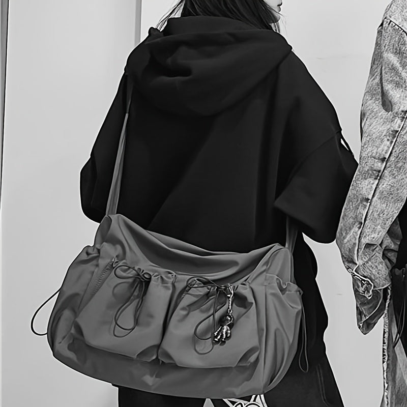 UrbanLiner Nylon Messengerbag – Black Shoulder Bag with Zipper for Daily Use