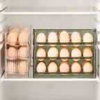 Clear Egg Organizer – Space-Saving Rolling Fridge Storage