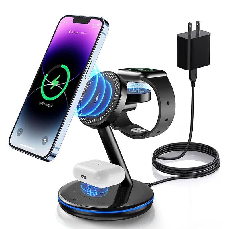 Folding magnetic 3-in-1 wireless charger