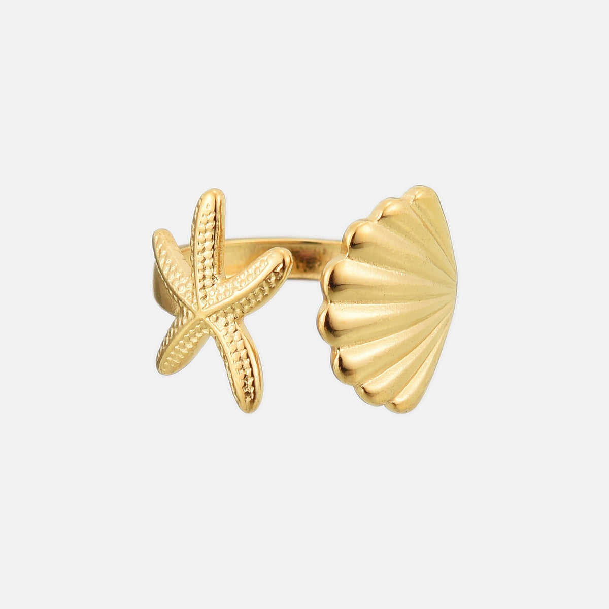 Marina Ring with Starfish and Shell Design – Maritime & Adjustable