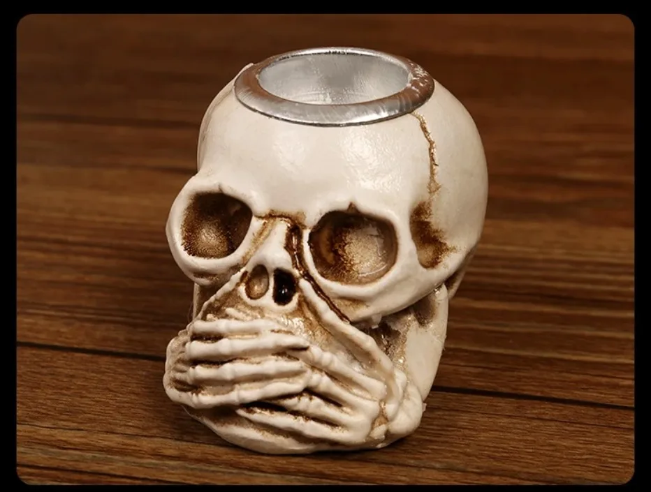 GothicGlow 3pc Halloween Skull Candle Holder Set