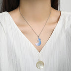 Hand-painted Fox and Wolf Couple Embrace Necklace