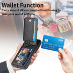 Magnetic zipper wallet case with credit card holder