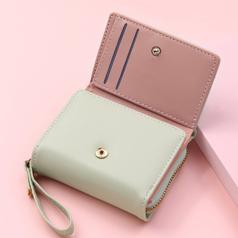 Large Capacity Multi-Card Zipper Tri-Fold Coin Purse