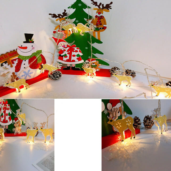 Battery-Powered LED Christmas String Lights with 10 or 20 Bells and Elk Designs