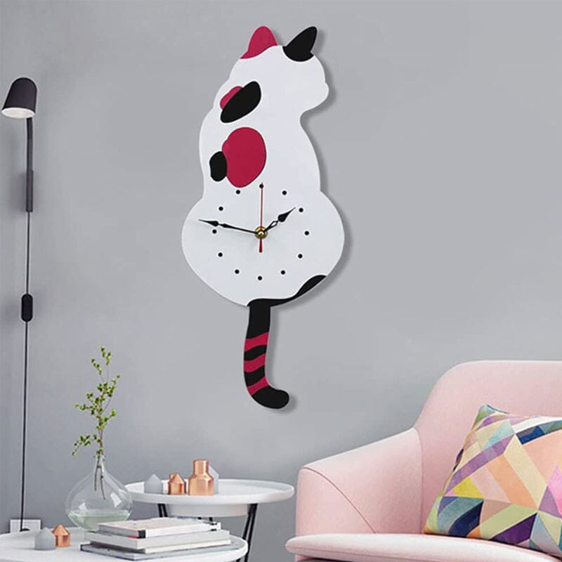 Nordic Cat Wobble-Tail Wall Clock