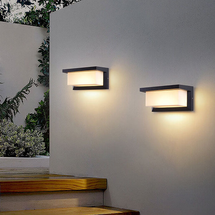 Modern Minimalist Solar Rectangle PC LED Outdoor Wall Light Lamp For Outdoor Patio