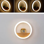 Lumoshelf LED Wall Light | Solid Wood with Shelf | Round Wall Lamp | Warm & White Light