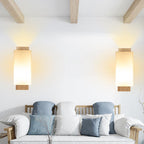 Modern minimalist solid wood square glass column 1-light wall sconces lamp