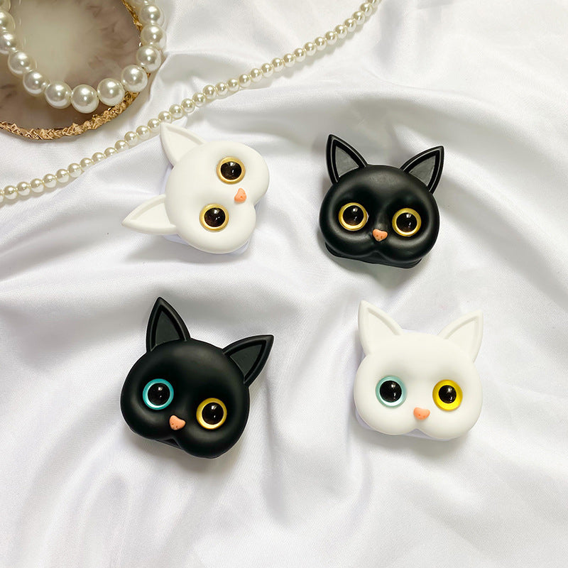 3D cute kitten phone holder with mini mirror