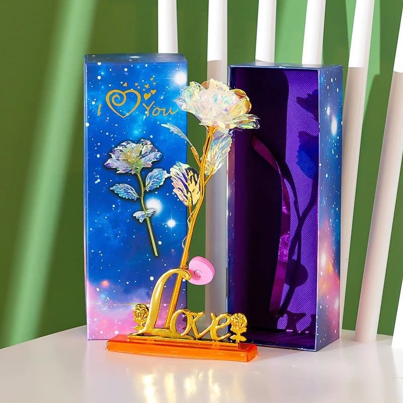 For the Gift to Your Loved Ones - Colorful Glass Rose