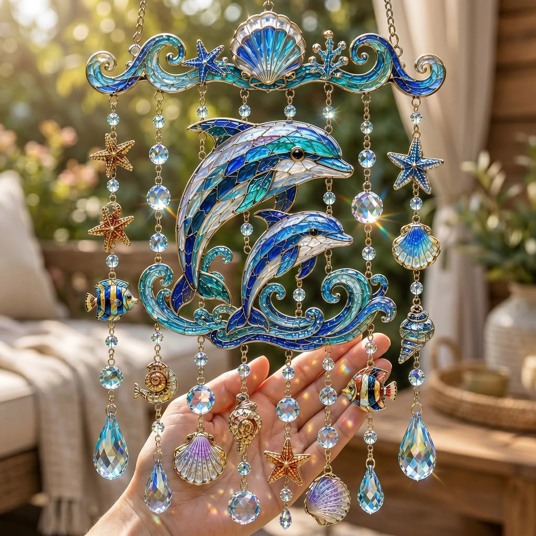 Ocean-Themed Crystal Wind Chime – Bring the Ocean Glow to Your Garden