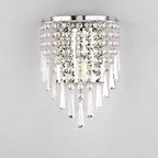 Modern Luxury Semi-Round Octagonal Pearl Stainless Steel Crystal 1-Light Wall Sconce Lamp for Living Room