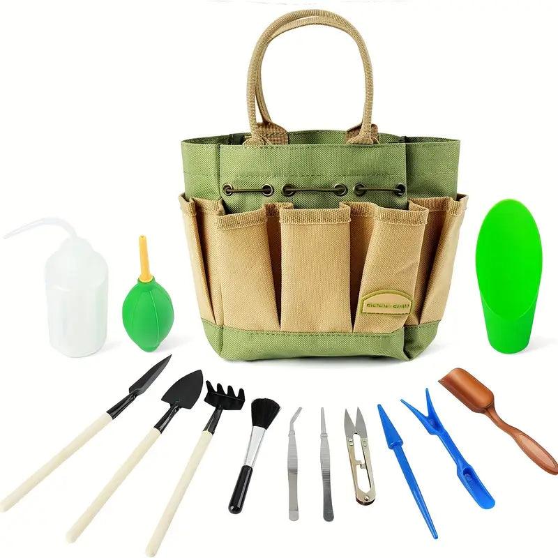 Planturo Mini Garden Tool Set | 13-piece | For bonsai, succulents & houseplants | With organizer bag