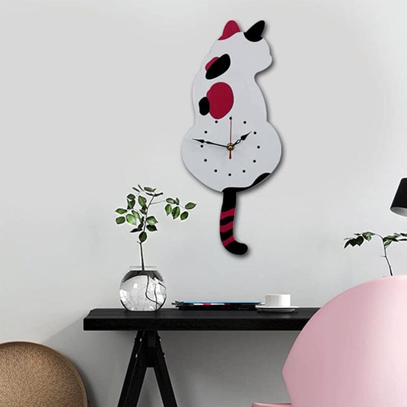 Nordic Cat Wobble-Tail Wall Clock
