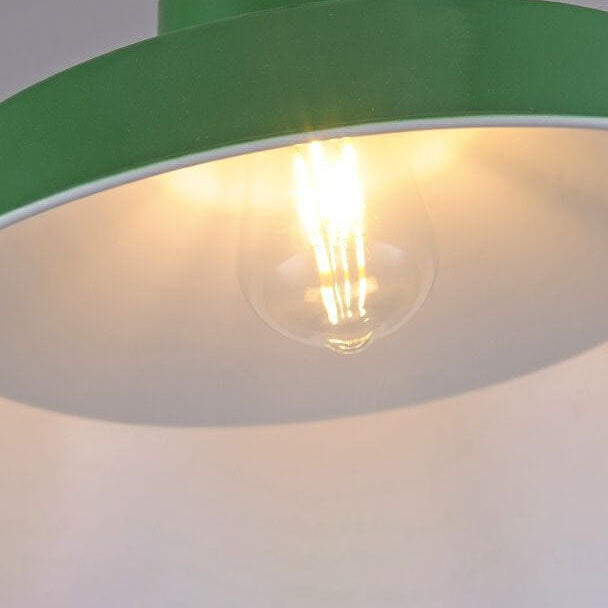 RetroDome Industrial Vintage Pendant Light | Green Iron Dome Design | Single Light | Rustic Ceiling Lighting
