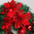LED Christmas Wreath with Red Bow for Indoor Holiday Decor