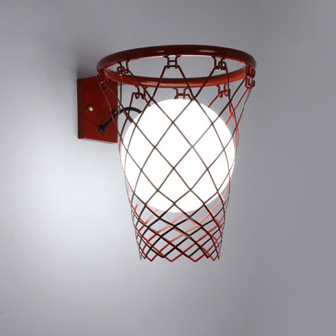 Slamora Children's Wall Light | Basketball Hoop Design | Glass & Metal | Art Deco Style | Bedroom Light