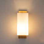 Modern minimalist solid wood square glass column 1-light wall sconces lamp