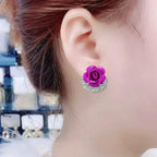Blue Rose Stud Earrings
