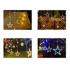 LED Solar Star Moon Curtain Light Christmas Outdoor Patio Decorative Camping String Lights