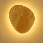 Modern Minimalist Round Irregular Oval Wood LED Wall Light Lamp for Living Room