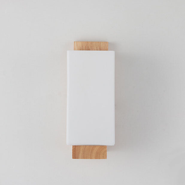 Modern minimalist solid wood square glass column 1-light wall sconces lamp