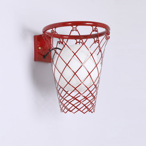 Slamora Children's Wall Light | Basketball Hoop Design | Glass & Metal | Art Deco Style | Bedroom Light