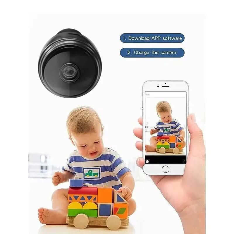 Compact security camera with night vision & app control