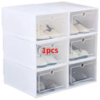 Stackable Shoe Storage Box, Transparent and Tool-Free Assembly