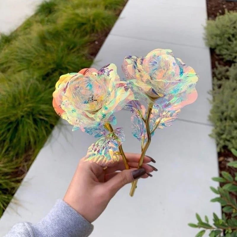 For the Gift to Your Loved Ones - Colorful Glass Rose