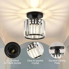 Modern Crystal Ceiling Light with Gold and Black Accents – Stylish Lighting for Your Home