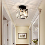 Modern Crystal Ceiling Light with Gold and Black Accents – Stylish Lighting for Your Home