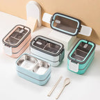 2-layer stainless steel Bento lunch box with locking lid
