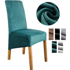 Stretch Velvet XL Size Dining Chair Covers x4 | Soft. Stretchable & Non-Slip for Home Dining Room Decoration