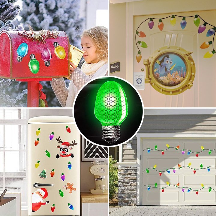 Christmas Magnet Decor | Reflective Light Bulb Magnets | For Car, Refrigerator & Metal Surfaces