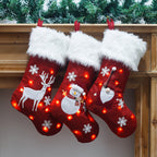 Christmas Ornament With Light Burlap Embroidery Sock Gift Bag