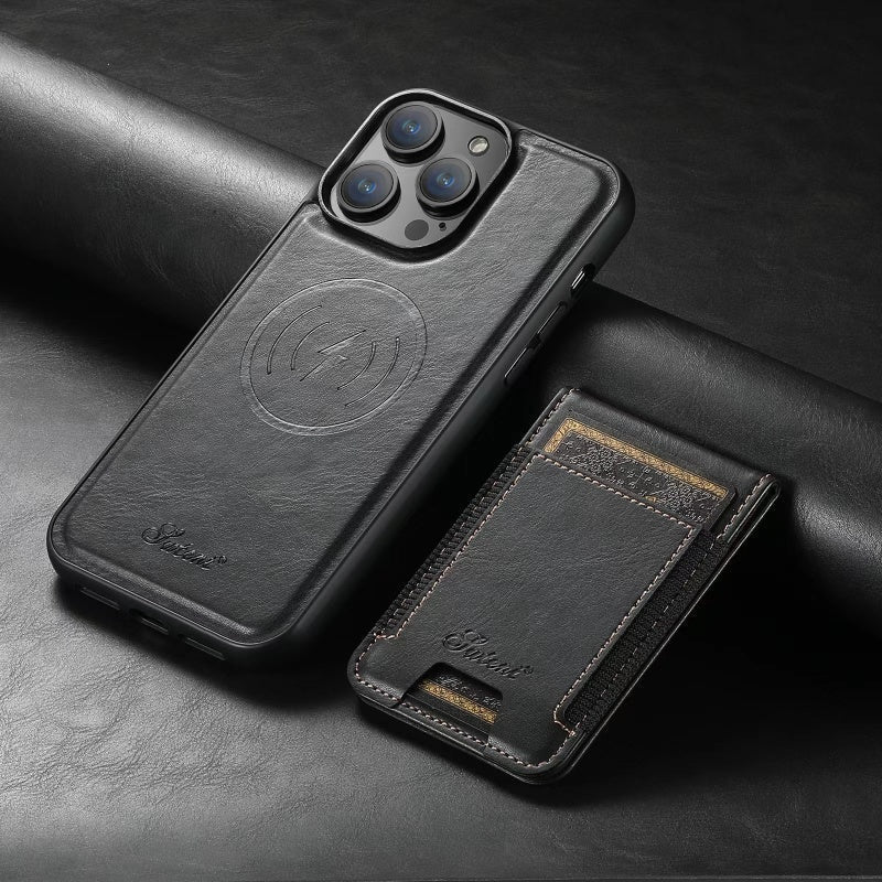 LuxCase Leather Phone Case with Card Slot and Stand – Suitable for iPhone