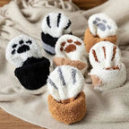 Cozy Cat Paw Socks – Plush Fleece Ankle Socks with Elastic Fit