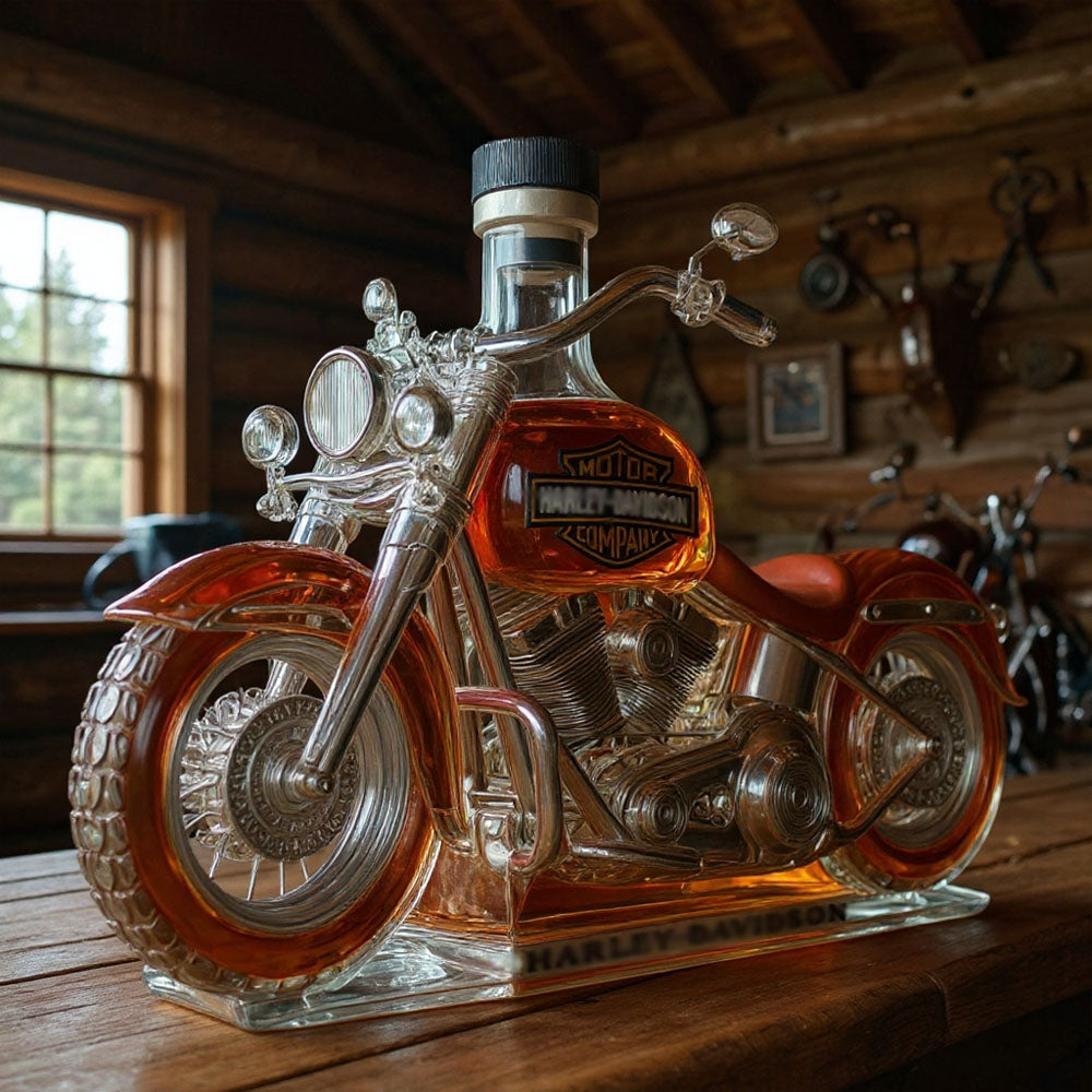 Retro Motorcycle Shape Glass Whiskey Bottle