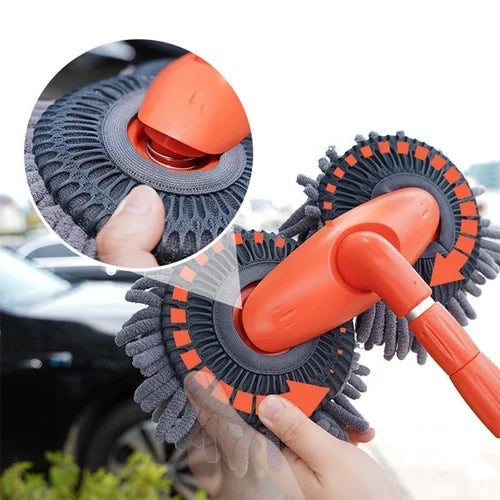 Retractable double-layer car wash brush