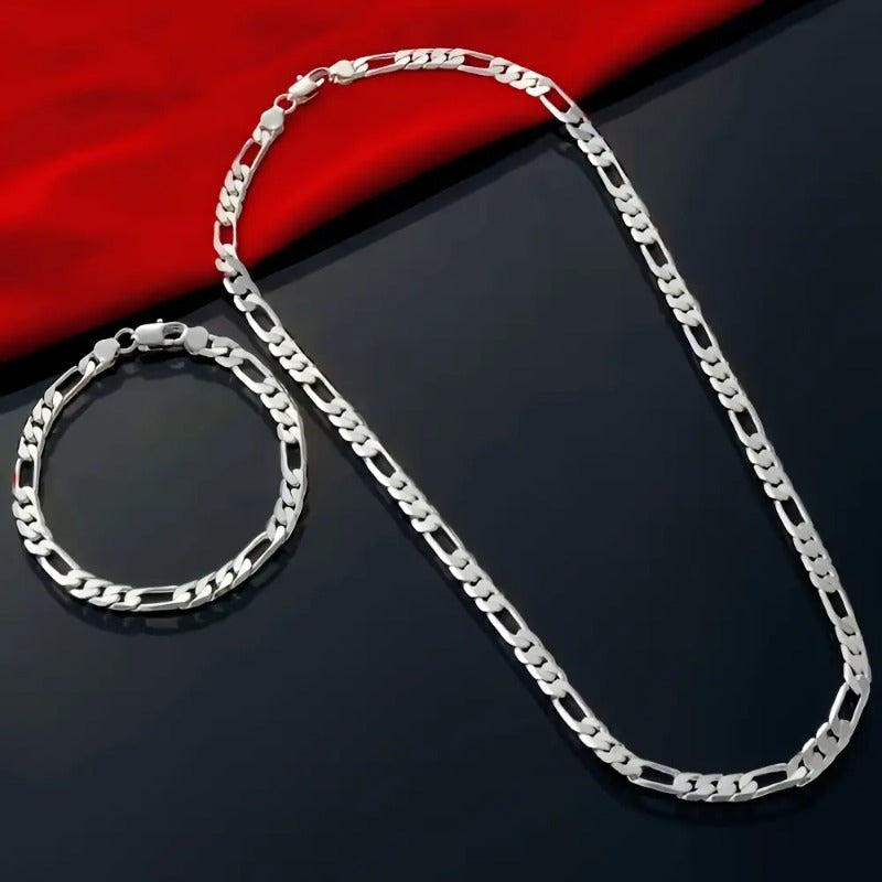 925 Silver Figaro Cuban Chain