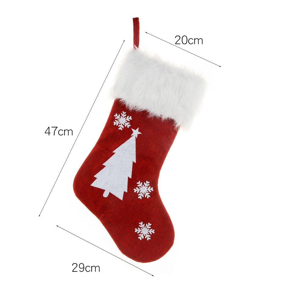 Christmas Ornament With Light Burlap Embroidery Sock Gift Bag