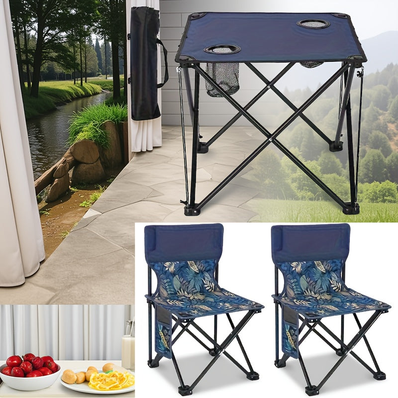 Foldable Garden Seating Group Campafleur | 2 Chairs & 1 Table | Floral Pattern | Portable & Weatherproof
