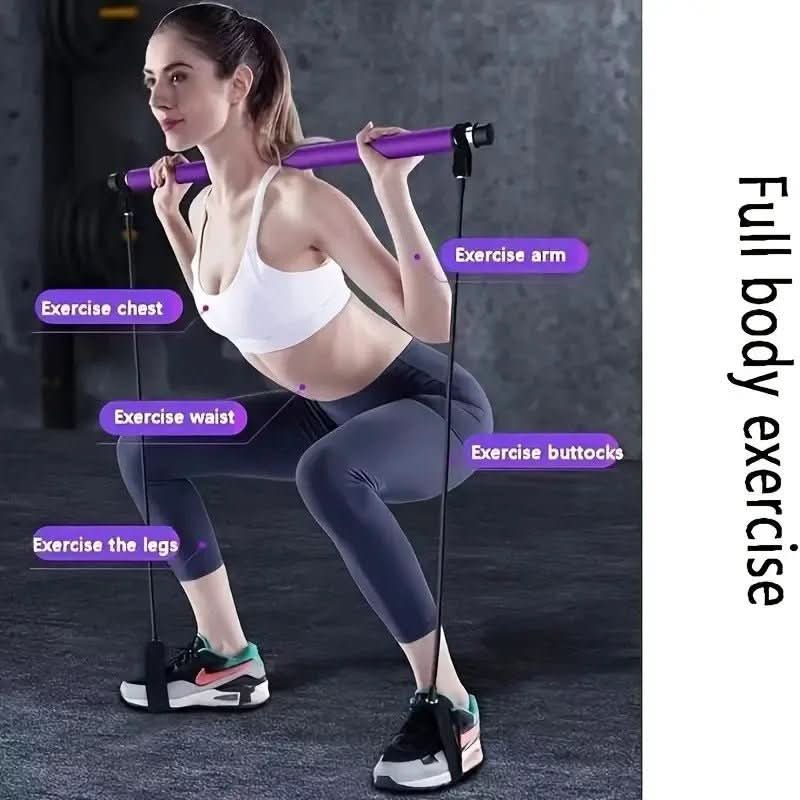 Portable Pilates training device with resistance bands