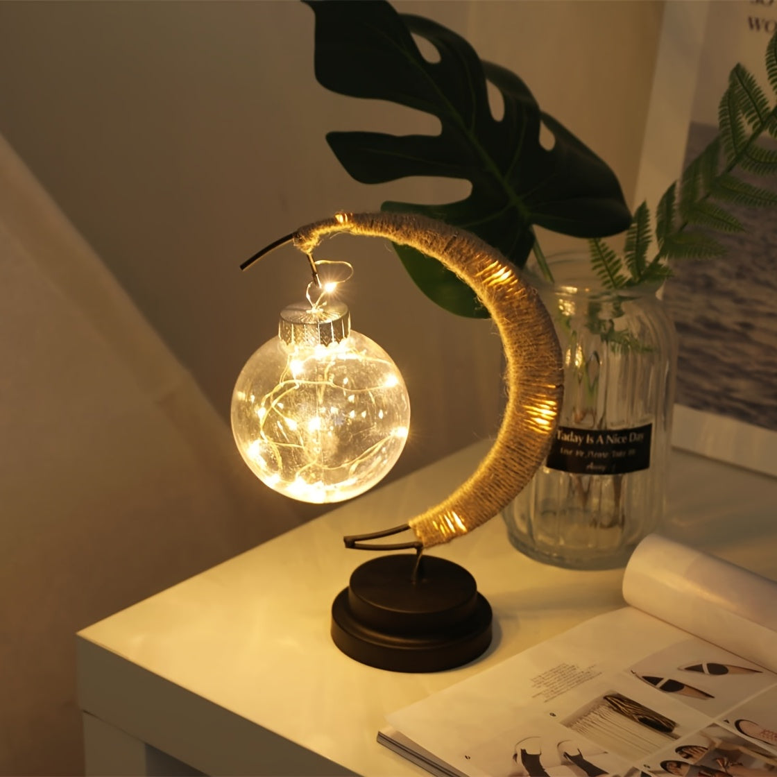 MoonGlow Lamp - Stylish Wrought Iron LED Table Lamp