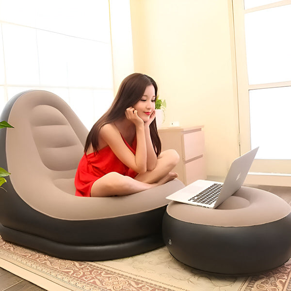 RelaxSeat Inflatable Lounge Chair with Footrest – Indoor & Outdoor Comfort