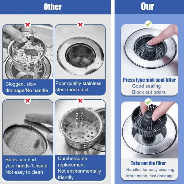 Kitchen Sink Drain Strainer and Stopper with 304 Stainless Steel Basket